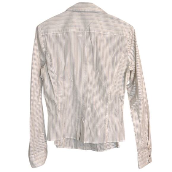 Weekend MaxMara white with tan/black stripes button down blouse - large - Picture 2 of 5